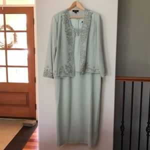 Wedgewood green long dress with jacket
